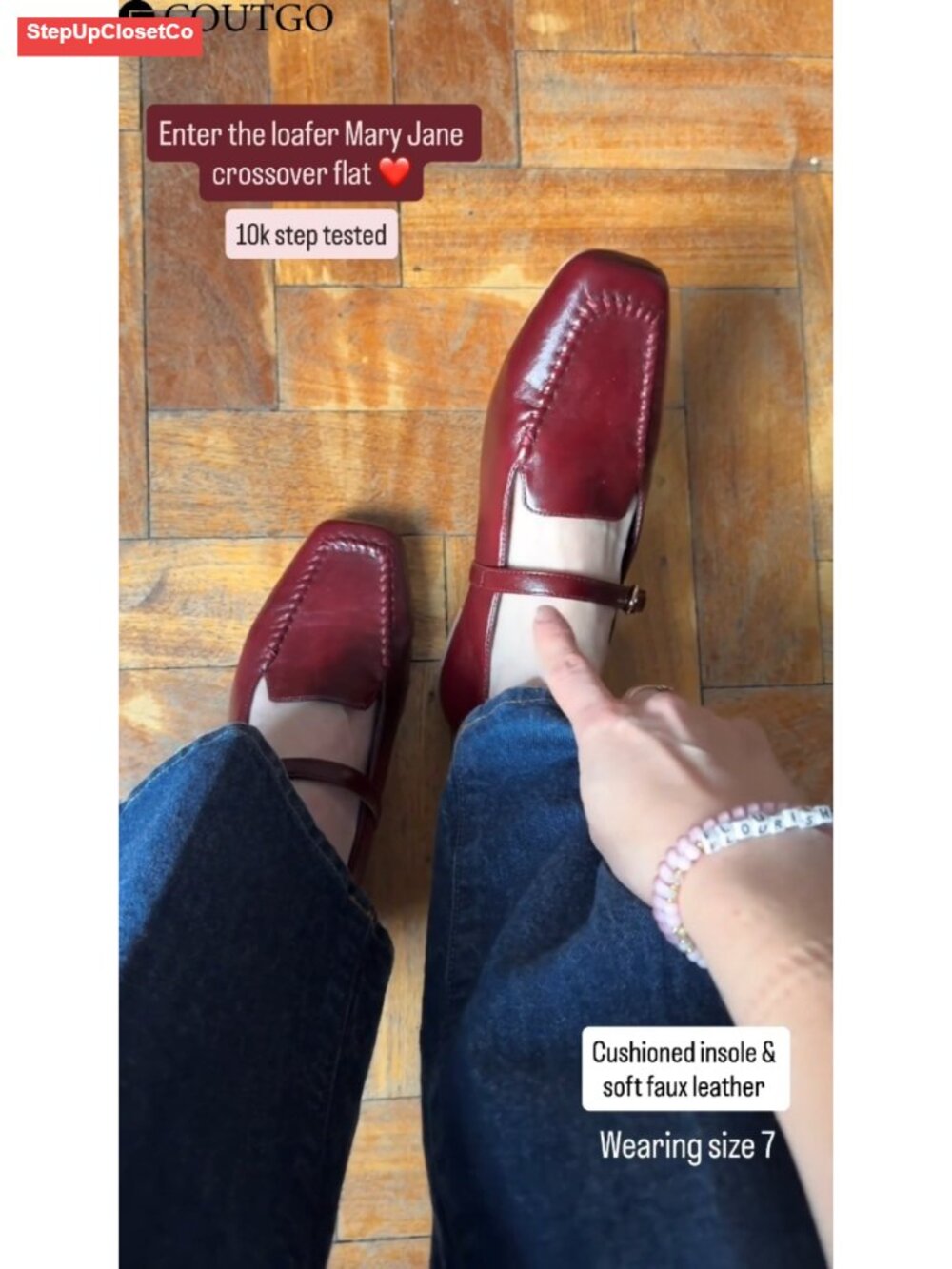 Faux Leather Mary Jane Ballet Flats Square Toe Cushioned Slip On Work - Picture 6 of 6
